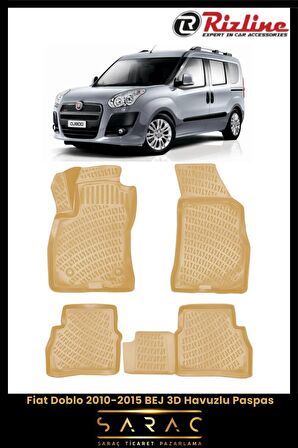 Rizline Fiat Doblo 2010-2015 BEJ 3D Havuzlu Paspas