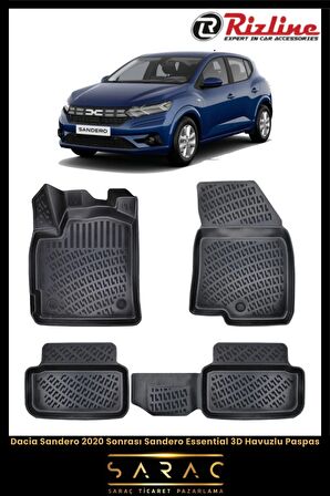 Rizline Dacia Sandero 2020 Sonrası Sandero Essential 3d Havuzlu Paspas