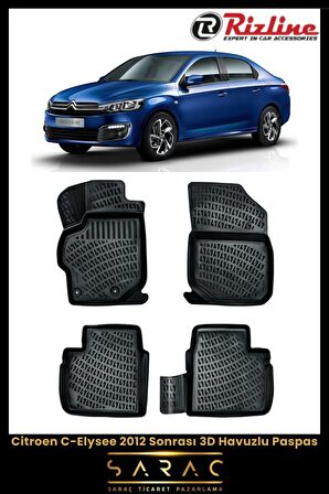 Rizline Citroen C-Elysee 2012 Sonrası 3D Havuzlu Paspas