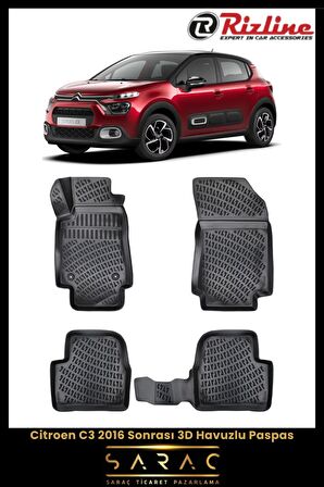 Rizline Citroen C3 2016 Sonrası 3D Havuzlu Paspas