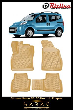 Rizline Citroen Nemo BEJ 3D Havuzlu Paspas
