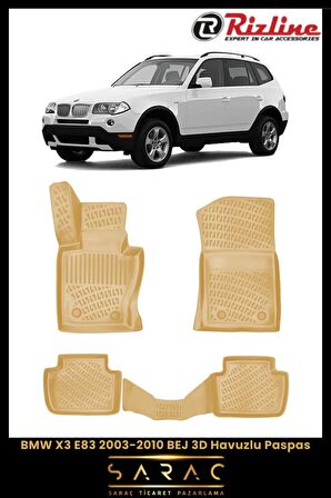 Rizline BMW X3 E83 2003-2010 BEJ 3D Havuzlu Paspas