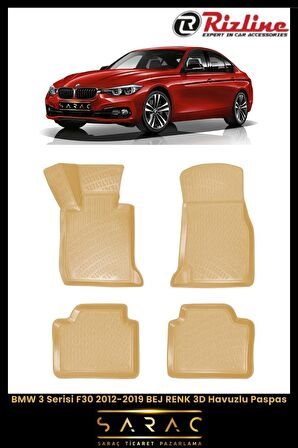 Rizline Bmw 3 Serisi F30 2012-2019 Bej Renk 3d Havuzlu Paspas