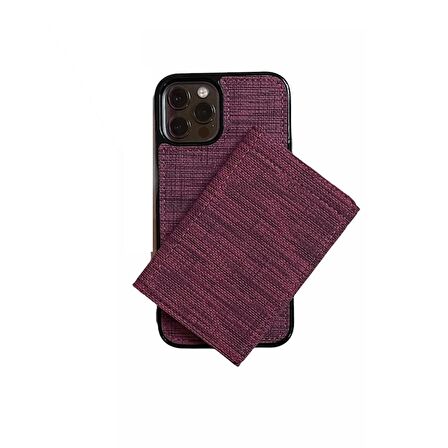Smcase iPhone 11 Pro Max Kılıf Kumaş Spor 2-1 Kartlıklı Cüzdan