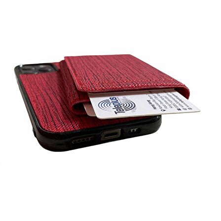 Smcase iPhone 11 Pro Max Kılıf Kumaş Spor 2-1 Kartlıklı Cüzdan