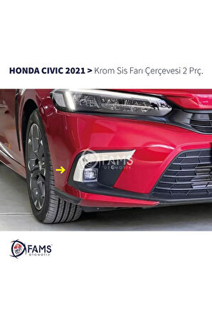 Honda Civic Krom Sis Farı Çerçevesi 2 parça 2021> Paslanmaz Çelik