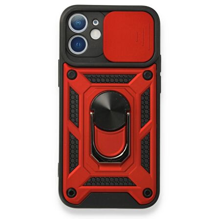 Smcase iPhone 12 Mini Kılıf Kamera Korumalı Yüzüklü Tank Pars Silikon