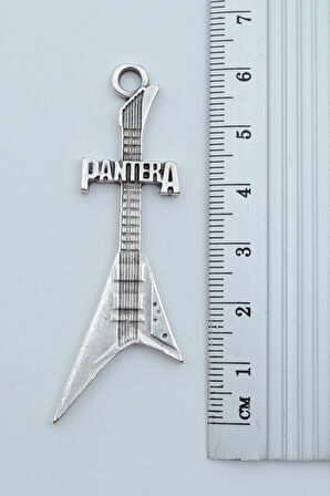 Pantera Elektro Gitar Gümüş Kaplama Kolye Ucu