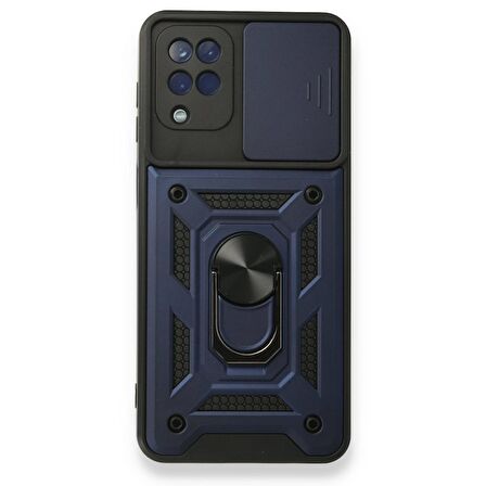 Smcase Samsung Galaxy M12 Kılıf Kamera Korumalı Yüzüklü Tank Pars Silikon