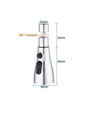 3 Fonksiyonlu Metalik Musluk Başlığı