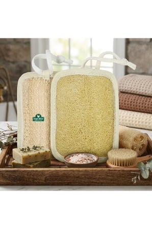Doğal Kabak Lifli Kare Peeling Banyo Kesesi 13x16 Cm