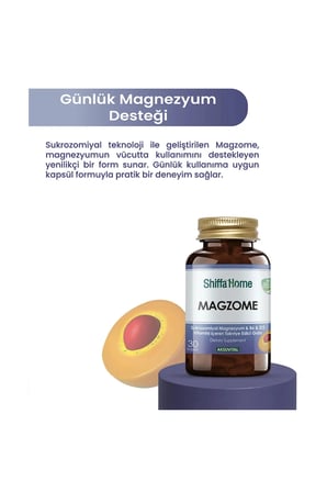 Shiffa Home Magzome Sukrozomiyal Magnezyum, B6 & D3 Vitamini 30 Kapsül