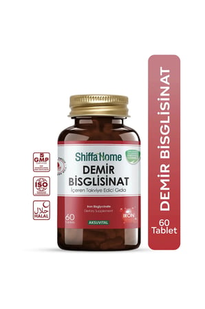Shiffa Home Demir Bisglisinat 60 Tablet | Demir Takviyesi