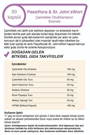 Çarkıfelek Otu & Kantaron Ekstreli 500 Mg 60 Kapsül
