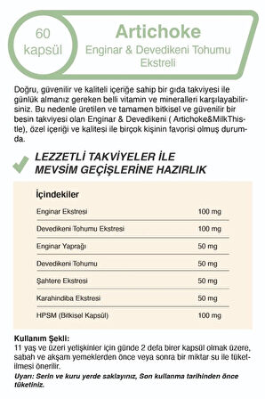 Enginar Ekstreli & Devedikeni Tohumu Ekstreli 500 Mg 60 Kapsül