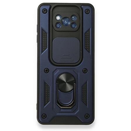 Smcase Xiaomi Poco X3 NFC Kılıf Kamera Korumalı Yüzüklü Tank Pars Silikon