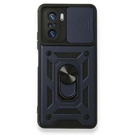Smcase Xiaomi Redmi K40 Kılıf Kamera Korumalı Yüzüklü Tank Pars Silikon
