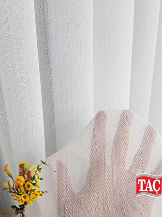 Taç Krep Simli Bambu Balıksırtı 1x3 Sık Pile Tül Perde  - Extra Gramajlı Dökümlü - Kırışmaz Ütü Istemez 