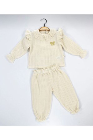 Kız Bebek Takım Bayramlık Fiyonk Detaylı Simli Müslin İkili Set 2006