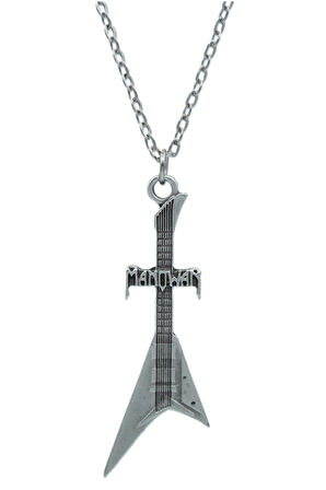 Manowar Elektro Gitar  Zincir Kolye - Gümüş Kaplama - Erkek Kadın Kolye - Kod:1082