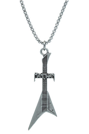 Manowar Elektro Gitar Örme Zincir Kolye - Gümüş Kaplama - Erkek Kadın Kolye - No:1555