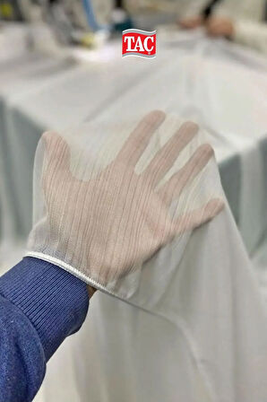 Taç Vakko Bambu Şantuklu Kırık Beyaz 1x3 Sık Pile Tül Perde  - Extra Gramajlı Dökümlü - Kırışmaz Ütü Istemez 