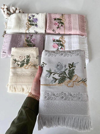 MYSOFT 50X90 RENKLİ NAKIŞLI HAVLU - FİYONK