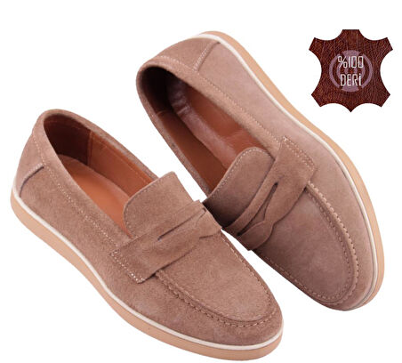 Velmo Hakiki Süet Deri Erkek Loafer Ayakkabı 1314 – Lacivert | Siyah | Kum | Füme 