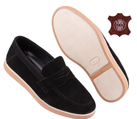 Velmo Hakiki Süet Deri Erkek Loafer Ayakkabı 1314 – Lacivert | Siyah | Kum | Füme 