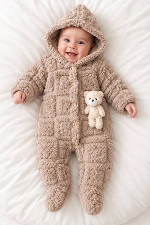  Kız Erkek Bebek Tavşan ve Ayı Oyuncaklı Peluş Tulum TLM0301