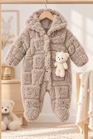  Kız Erkek Bebek Tavşan ve Ayı Oyuncaklı Peluş Tulum TLM0301
