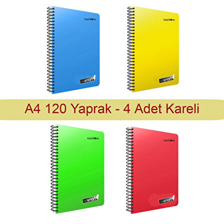 Çınar Im Smart A4 120 Yaprak Plastik Kapak Spiralli Defter Kareli 4 Adet