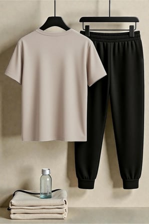 Unisex Cherry Tree Tasarım Baskılı Tişört - 2'li Eşofman Takımı