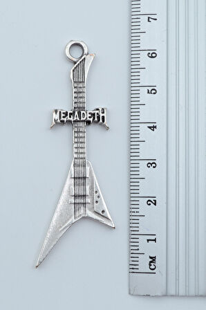 Megadeth Elektro Gitar Gümüş Kaplama Kolye Ucu