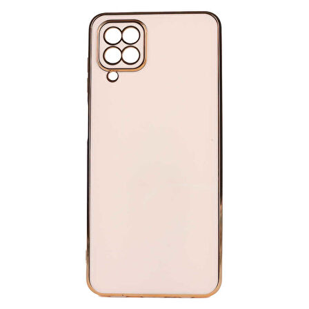 Gpack Samsung Galaxy M32 4G Kılıf Bark Parlak Silikon Renkli Kenarları Rose