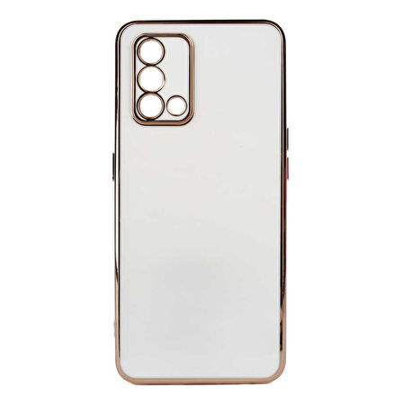 Gpack Oppo A74 4G Kılıf Bark Parlak Silikon Renkli Kenarları Rose