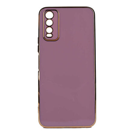 Gpack Vivo Y20S Kılıf Bark Parlak Silikon Renkli Kenarları Rose