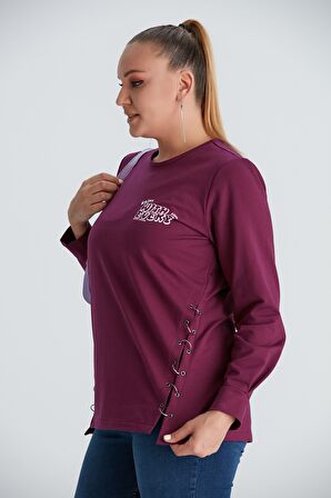 Eteği Halka Detaylı Büyük Beden Sweatshirt
