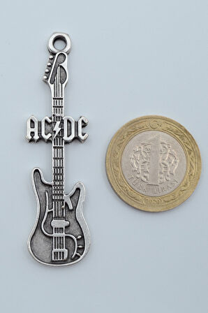 AC/DC Elektro Gitar Gümüş Kaplama Kolye Ucu