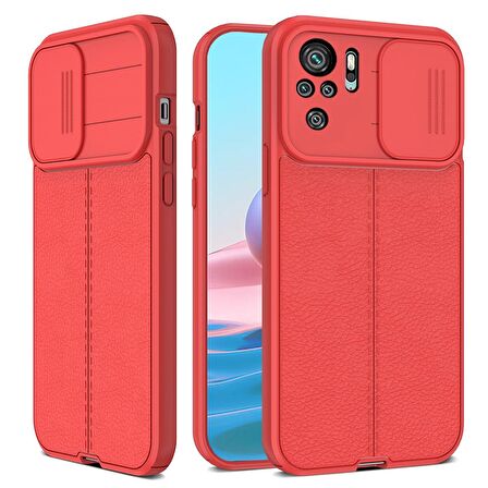 Smcase Xiaomi Redmi Note 10s Kılıf Lensi Kamera Korumalı Deri Dokulu Silikon 