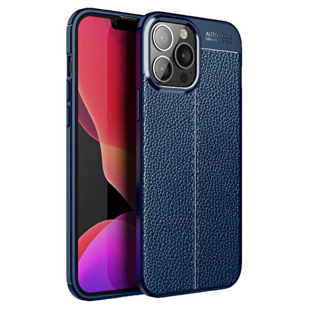 Smcase iPhone 13 Pro Max Kılıf Deri Dokulu Silikon  Nano Ekran Koruyucu