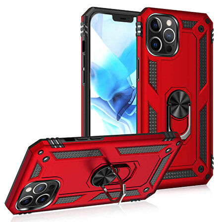 Smcase iPhone 13 Pro Max Kılıf Vega Yüzüklü Tank Silikon