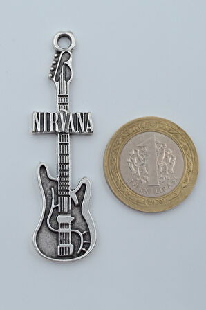 Nirvana Elektro Gitar Gümüş Kaplama Kolye Ucu