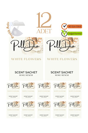 12'li Beyaz Çiçekler Ayakkabılık Dolap Ve Çekmece Parfümlü Kese Kokusu Oda Koku Kesesi