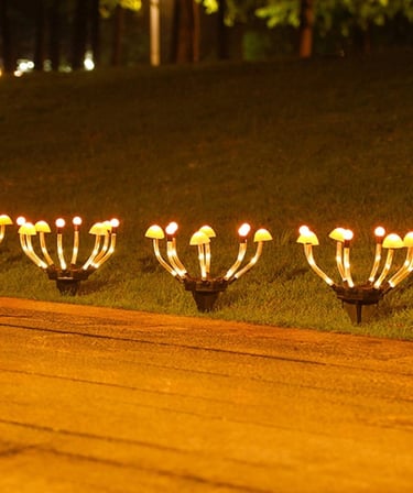 8 Ledli Mantar Solar Güneş Enerjili Kazıklı Bahçe Lambası Bahçe Çim Peyzaj Dekorasyon Lambası YY-13