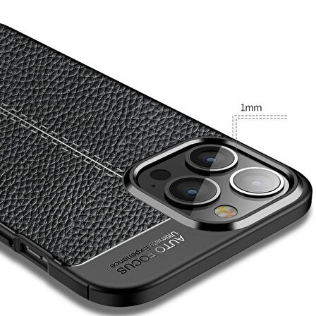 Smcase iPhone 13 Pro Kılıf Deri Dokulu Silikon
