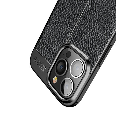Smcase iPhone 13 Pro Kılıf Deri Dokulu Silikon