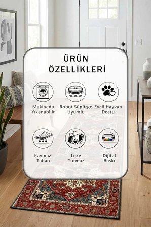 Vtg1000 Salon Mutfak Yatak Odası Dijital Baskı Yolluk Halı Vizon