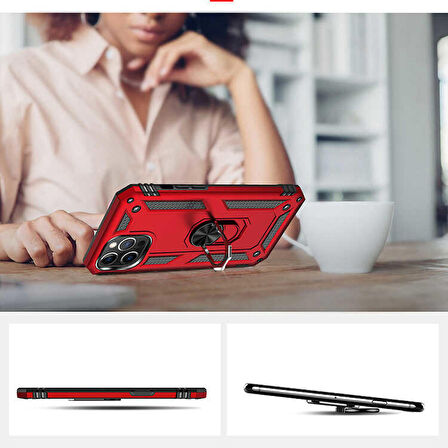 Smcase iPhone 13 Pro Kılıf Vega Yüzüklü Tank Silikon