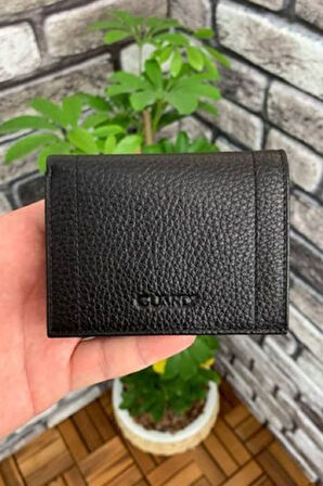 Derije Hakiki Deri Siyah Minimal Erkek Cüzdanı (T1722)